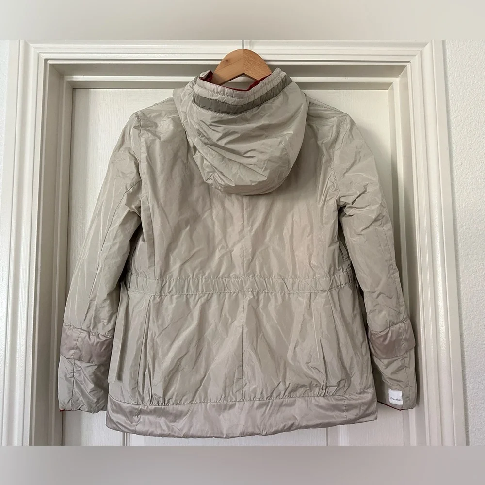‘S MAX MARA Reversible Red / Beige Down Hooded Jacket sz 6 Small - Picture 10 of 10